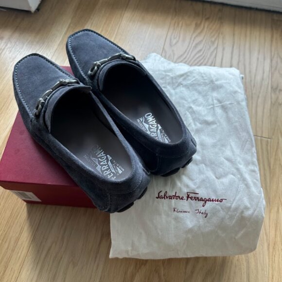 Salvatore Ferragamo Asphault Buc Suede Loafers - Picture 4 of 6